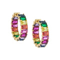 LOZRUNVE 925 Sterling Silver Rainbow Baguette Bohemian Hoop Earring Jewelry Gold