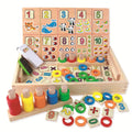 Montessori Children's Wood Counting Stick Math Drawing Board Game Educational Teaching Aids Clock Learning Toys for Boys Girls