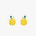 Ailmay 925 Sterling Silver Cute Lemon Enamel Zirconia Stud Earrings for Women Girl Dazzling Statement Hypoallergenic Jewelry