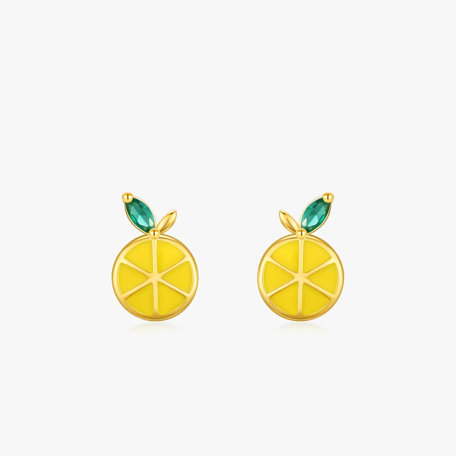Ailmay 925 Sterling Silver Cute Lemon Enamel Zirconia Stud Earrings for Women Girl Dazzling Statement Hypoallergenic Jewelry