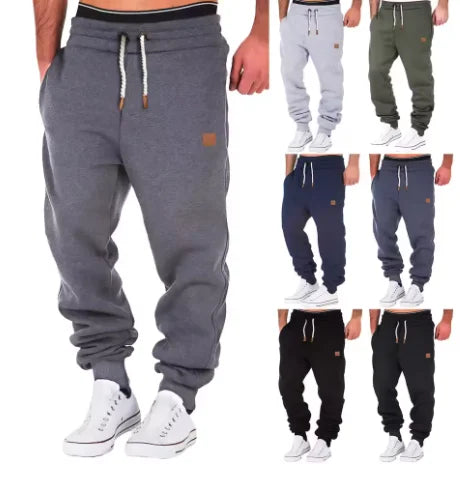 Men's Elastic Waist Sports Style Sweatpants Fall Winter Gym Stretchy Jogging Trousers