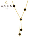 Ason Jewelry New Stainless Steel 5 Rounds Multicolor Shell Pendant Necklace Women European Wholesale 18K Gold Plated Necklace