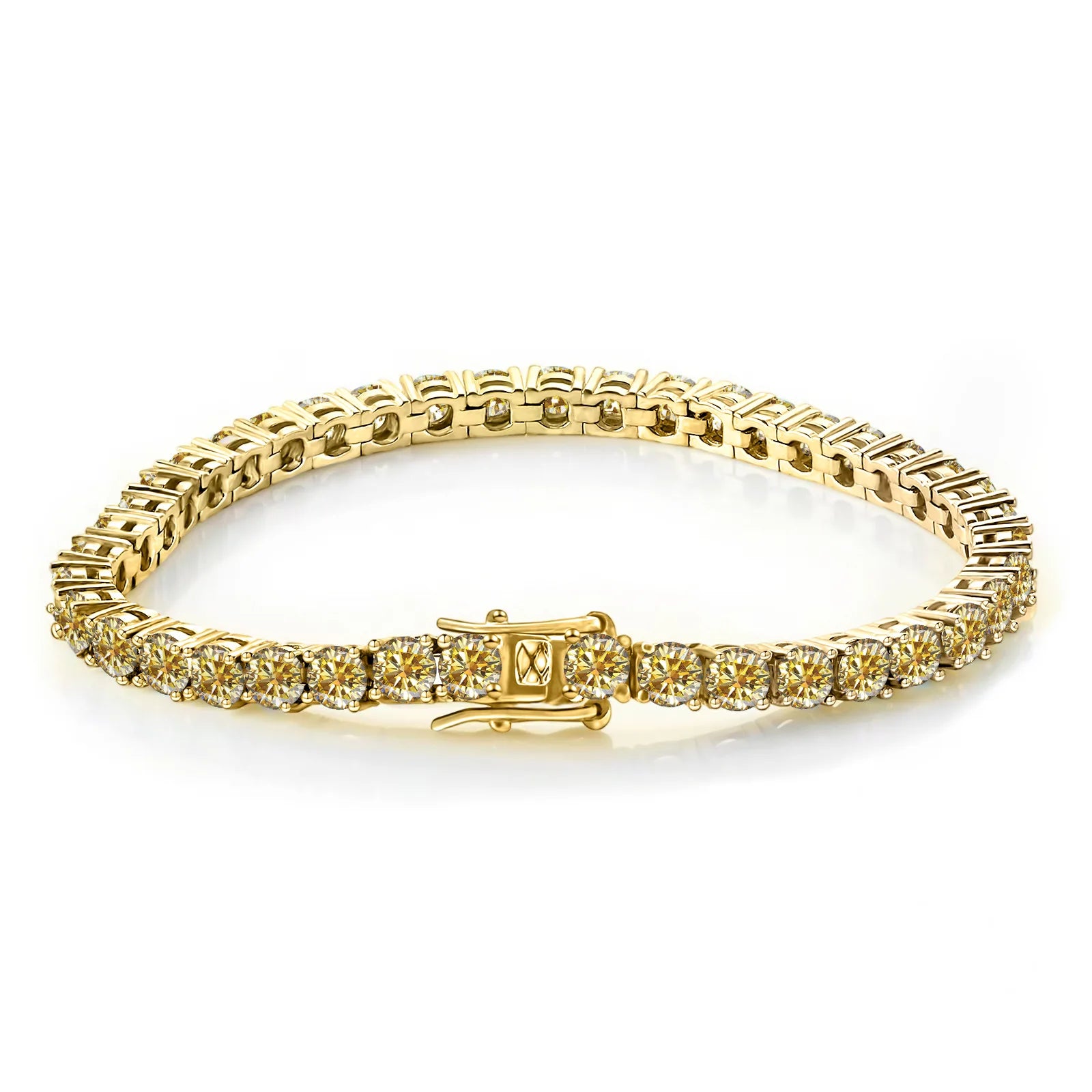 Fashionable and Exquisite Bracelet 925 Pure Champagne White Moissanite Stone Bracelet Tennis Shiny Colorful Women's Fashion