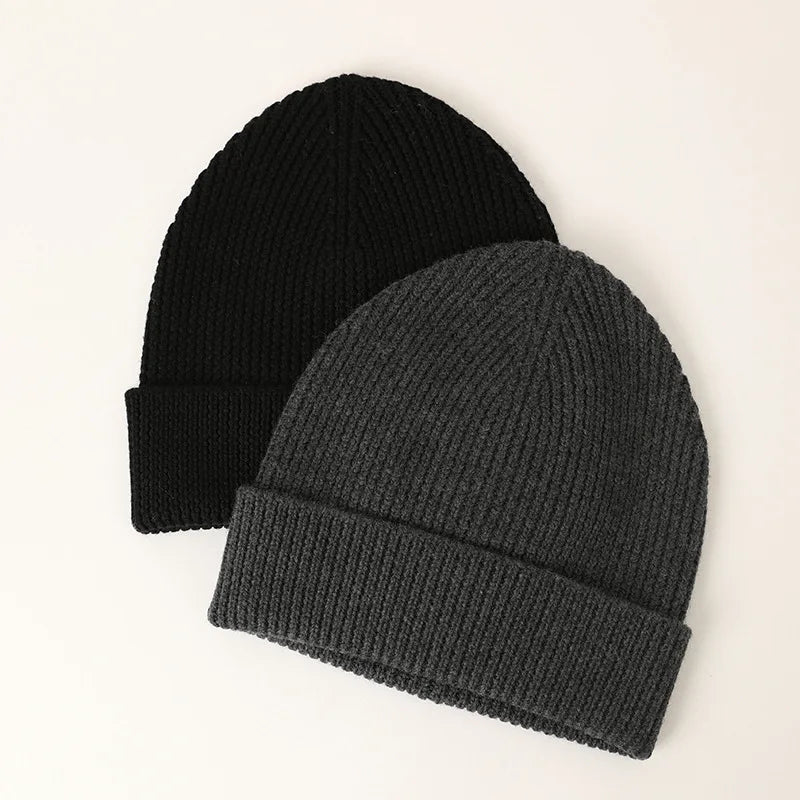 Embroidery Style Beanie Winter Men's Knitted Hat  Fashion Warm Thick Woolen Embroidery Logo Beanie Hat
