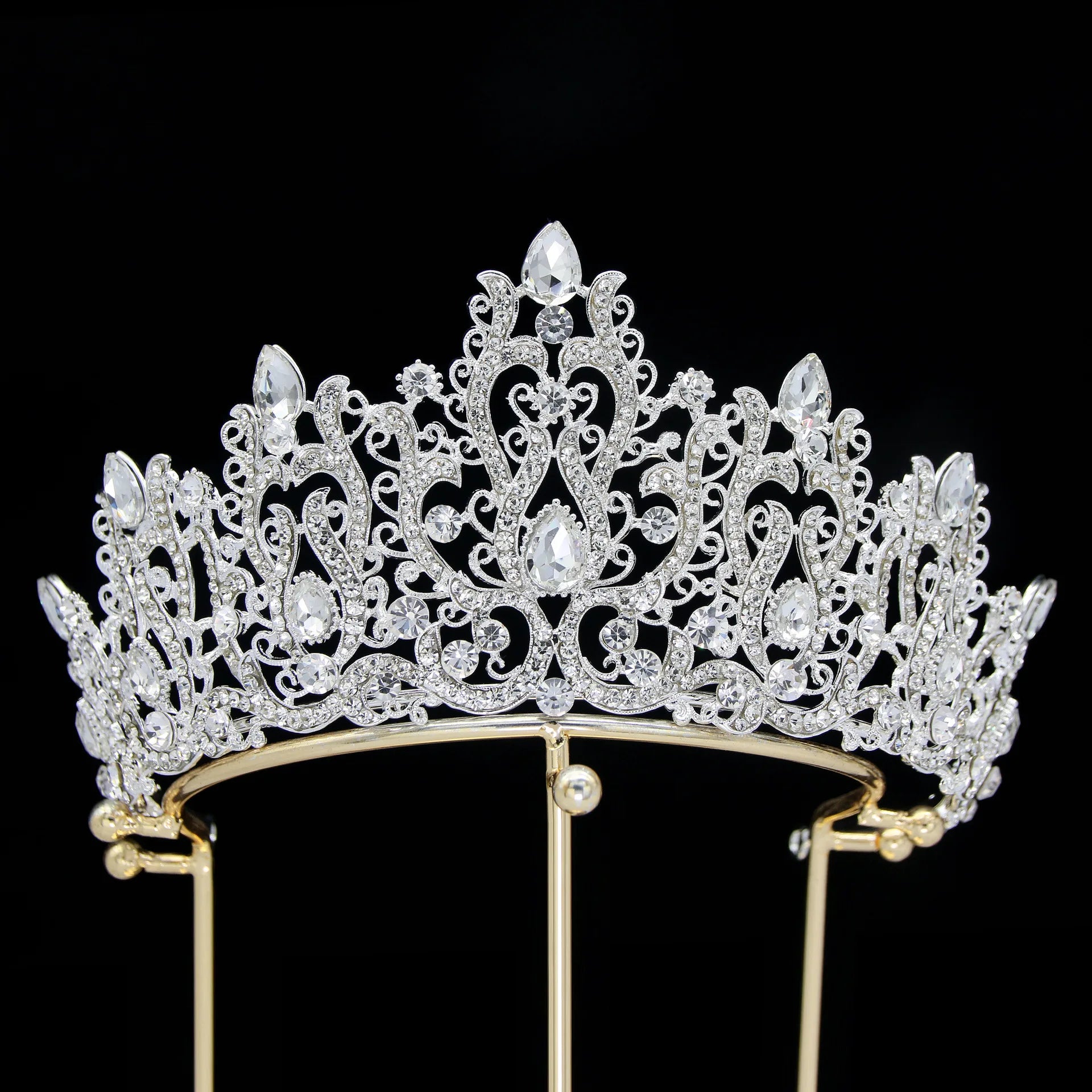 Wholesale Luxury Baroque Princess Tiara Rhinestone Crystal Pageant Wedding Bridal Crown for Queen
