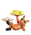 202 Lucky Bulldog Nordic Resin Lying Dog Sculpture With Glass With  Double Fruit Plate Modern Room Animal Crafts Ornament