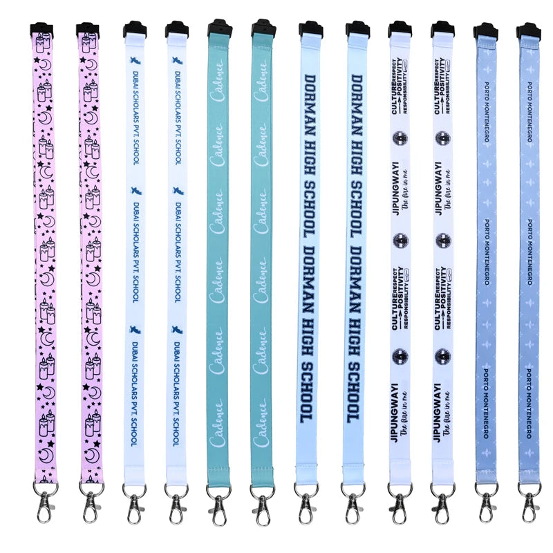 Custom Design Lanyards Full Color Sublimation Polyester Lanyards Custom logo Lanyards Strap with Metal Hook Safety Buckle
