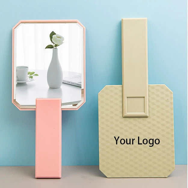 Zonyin Handheld Rectangle Makeup Mirror Custom Logo Small ABS Plastic Personalized with Private Label Wholesale
