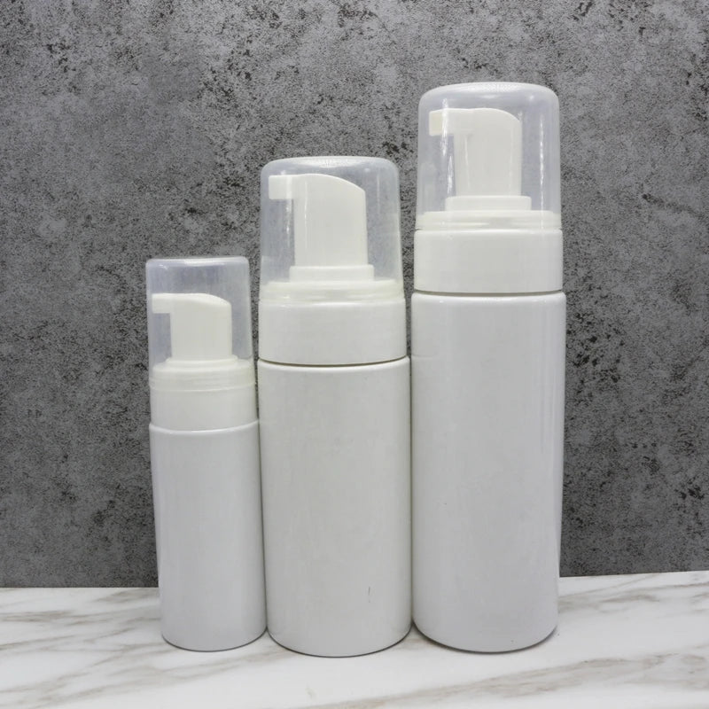 White Foam Pump Sprayer Bottle 100ML/120ml/150ML/200ML-Empty Plastic Dispenser with Custom Logo for Facial Cleanser