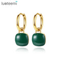 LUOTEEMI Fashion Jewelry Lady Elegant Gold Plated Earing Geometric Trendy Huggie Earrings Stainless Steel