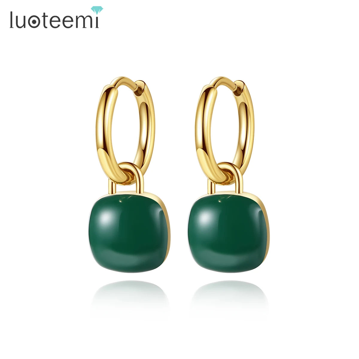 LUOTEEMI Fashion Jewelry Lady Elegant Gold Plated Earing Geometric Trendy Huggie Earrings Stainless Steel