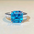 5A Asscher Solitaire Colored CZ Cubic Zirconia 925 Blue Silver Wedding & Engagement Rings Classic Party Style-Wholesale Price