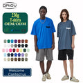 DRIOV Plus Size Men's 230GSM Double Yarn 100% Cotton Antibacterial O-Neck T-Shirt Streetwear Fashion Solid Color Blank Loose