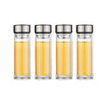 Private Logo 2025 Double Wall Glass Water Bottle with Tea Infuser and Gold Cap for Business