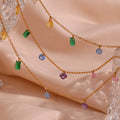 Dreamshow Christmas Jewelry Colorful Glass Beaded Charm Necklace Stainless Steel Beaded Necklace Gold Plated Jewelry