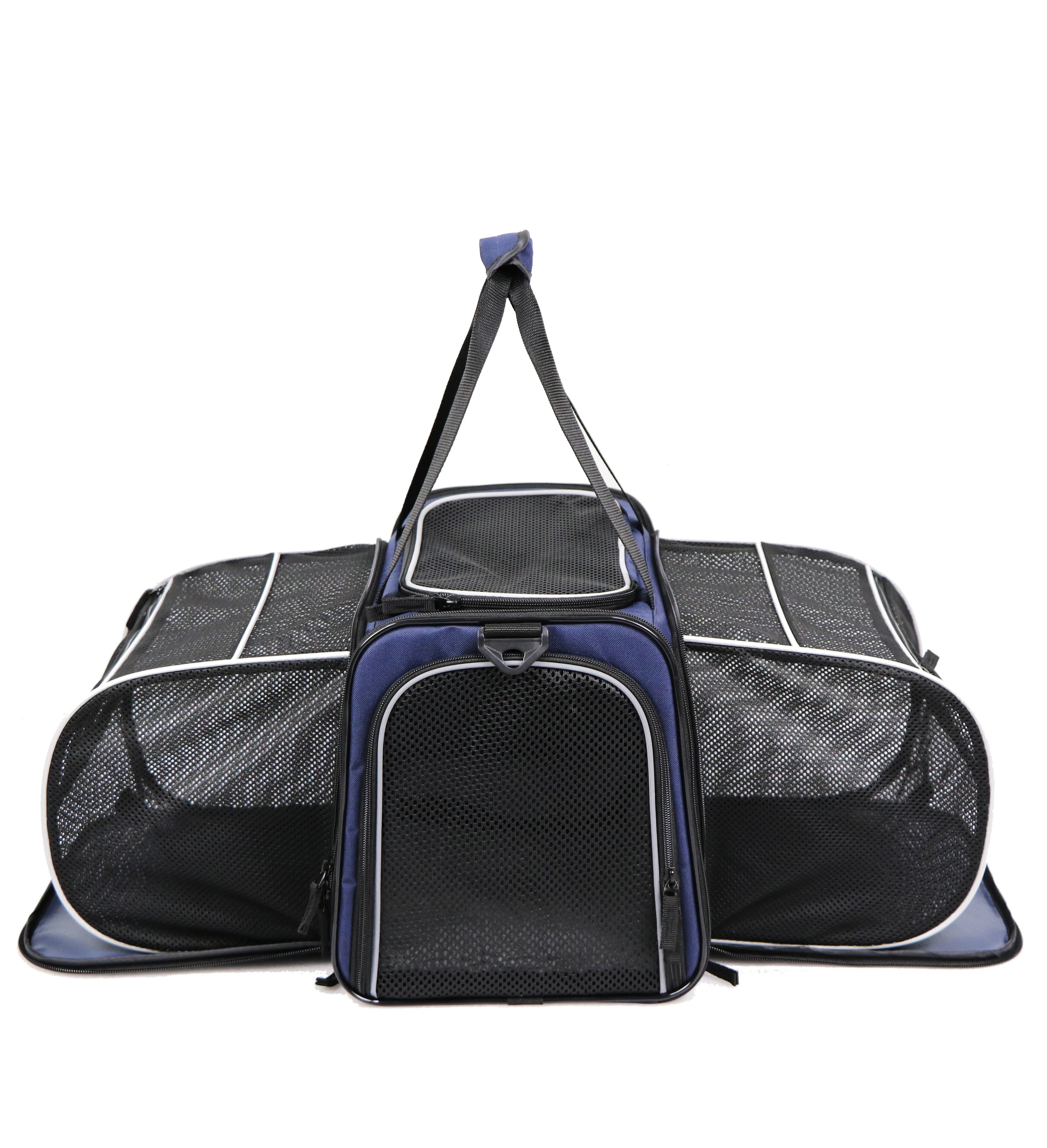 Pet Travel Carrier 4 Sides Expandable Cat Collapsible Carrier with Removable Pad for Cats Dogs Small Animals
