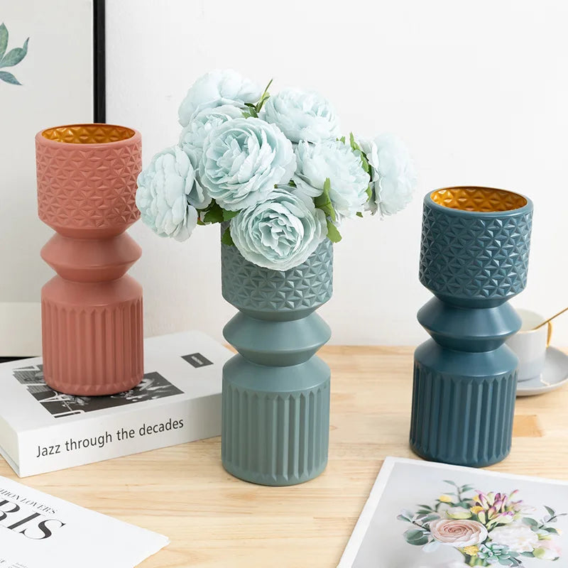 Nordic Anti-fall Plastic Vase Modern Creative Simple Vase Living Room Desktop Flower Arrangement Hydroponic Flower Device
