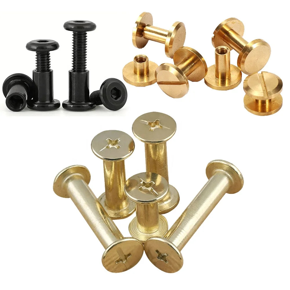 M1 M2 M3 Chicago Screw Customized 5/16" 4mm 8mm  Aluminum Inox Brass Stainless Flat Anodized Chicago Screw Rivet for Leather