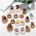 Fashion Circular  Straw Rattan Earrings Hoop Earrings for Women