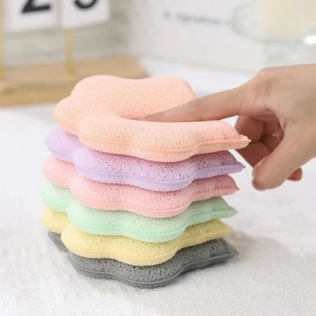Fashionable All Natural Cat's Paw Facial Cleanser Sponge with Exfoliating Long Handle for Face Cleansing and Bath Use