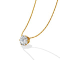 Hypoallergenic Vertical Thin Necklace Single Diamond Circle Zircon Shape 18K Gold-Plated Neck ChainJewelry for Women