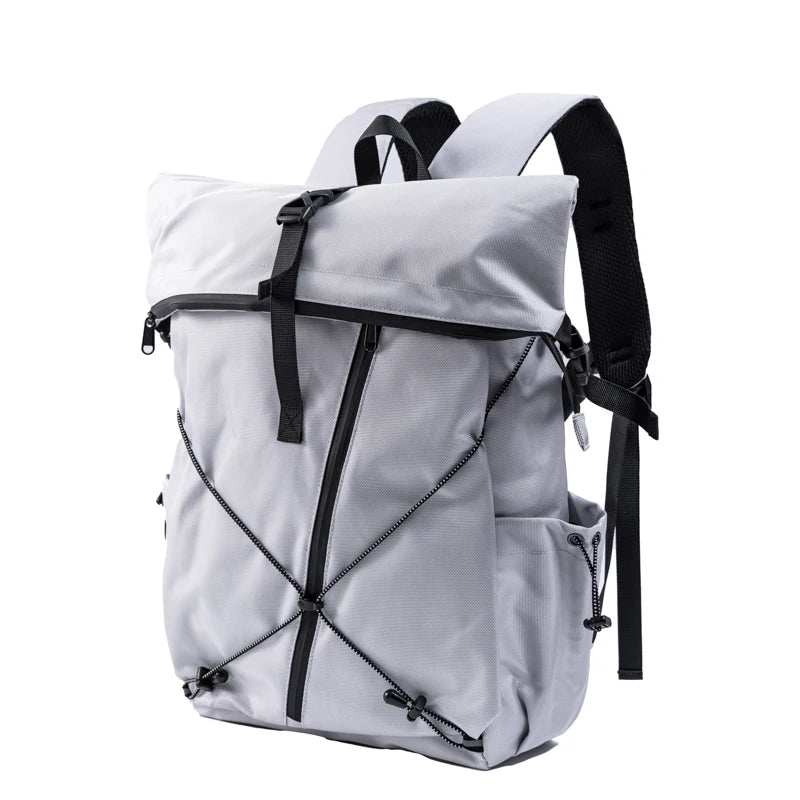 Factory Wholesale Rolltop Laptop Backpack Outdoor Travel Mochilas College Student Casual Sports Bag for Men and Women Black