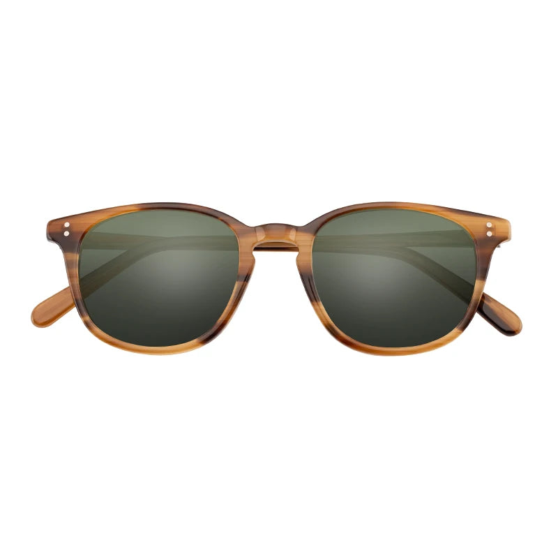 Italian Custom Logo Handmade Retro Round Mazzucchelli Acetate TAC Lenses Brown/Clear Frame Polarized Sunglasses