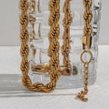 Fashion Gold Plated Jewelry Twist Link Chain Pendant Necklaces Stainless Steel Rope Chain Necklace Women Party Christmas Gift