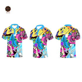 Custom Logo Men Polo T Shirts Full Sublimation Printed Breathable Polyester Short Sleeve Knitted Style