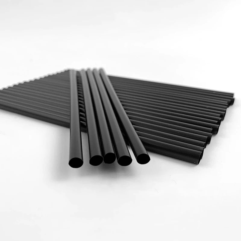 Black PLA Straws Bent Flexible Straw Spoon Straw FDA LFGB Compostable Customized Printed logo