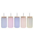 Frosted Glass Bottle 16oz Beer Cup Water Glass Beer Can with Lid and Straw