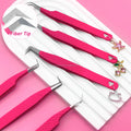 Custom Eyelash Extension Tweezers Fiber Tip with Charm Private Label Grip for Lash Extensions Tweezers 90Degree SetBulk Box Logo