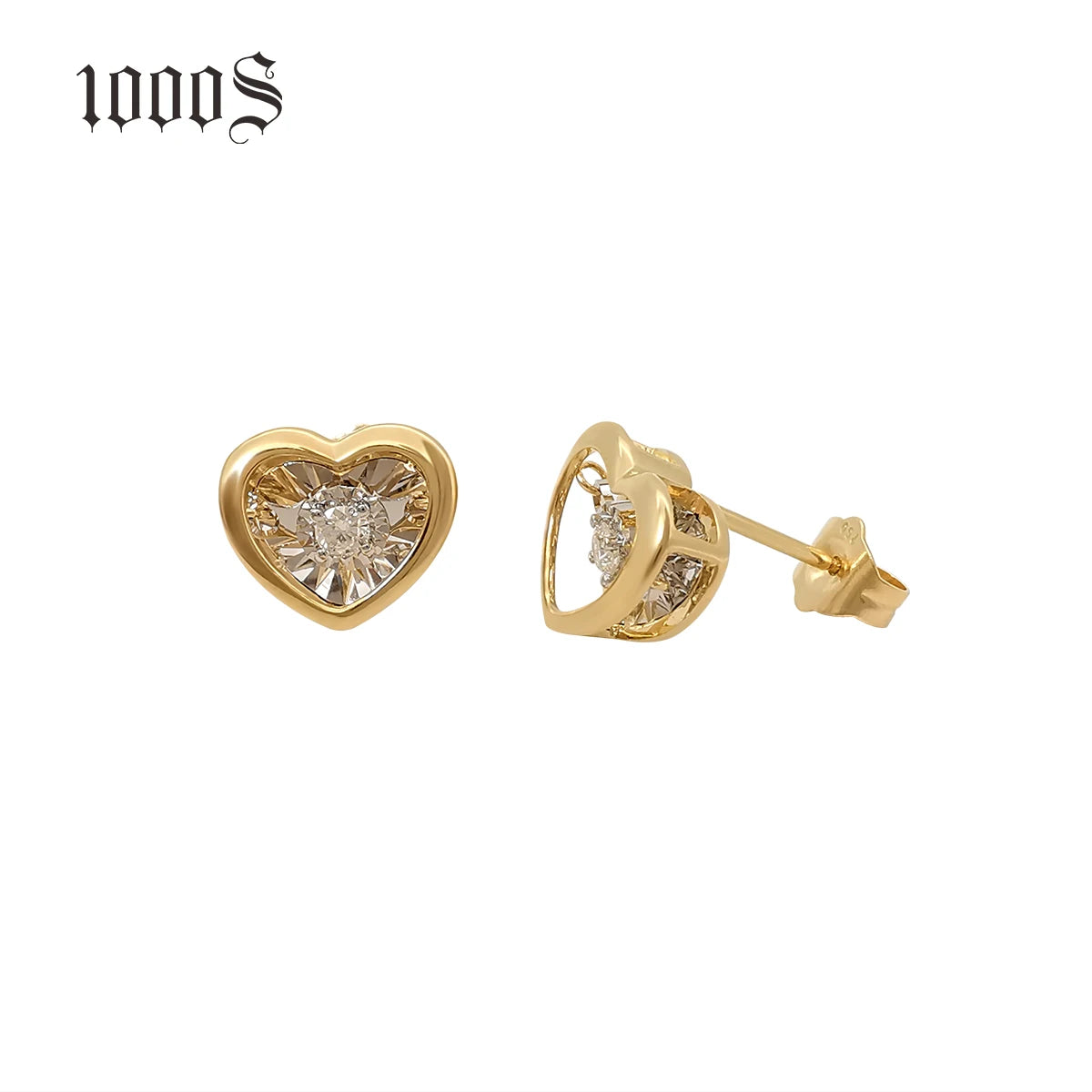 Trendy Vintage 18K Gold Dancing Diamond Heart Earrings Real 18K Gold with Mosaic Natural Diamonds for Weddings and Engagements