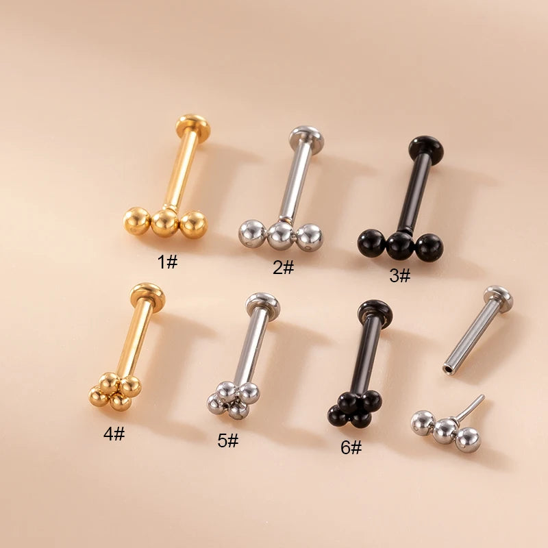 New Design 16g Stainless Steel Ball Flat Back Internally Insert Lip Piercing Jewelry Labret Stud