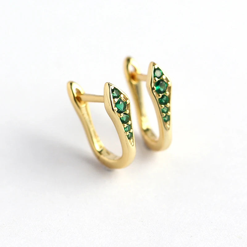 925 Sterling Silver Minimalist U Shape Colorful Zircon Hoop Earrings French Punk Hip-Hop Jewelry Accessories