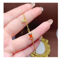 Hot Popular 925 Sterling Silver 18k Gold Plating Emerald Cut Natural Garnet Waterproof Women Bracelet