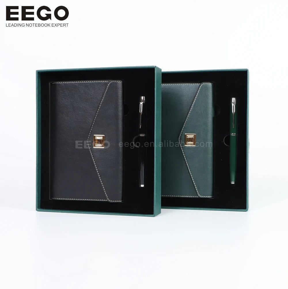 Personalized Corporate Binder Pu Leather A5 A6 Custom Logo Thermos Business Luxury Notebooks Gift Set With Pen