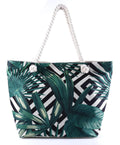 Casual Tote Beach Bag with Factory New Leaves Printing Design Large Capacity Zipper Closure for Men Women Two Handles/Straps