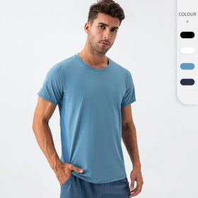 Fitness T-shirt Custom Logo 87% Nylon 13% Spandex High Elastic Tennis Golf Sport Men Fitness Workout Clothing GYM Shirt