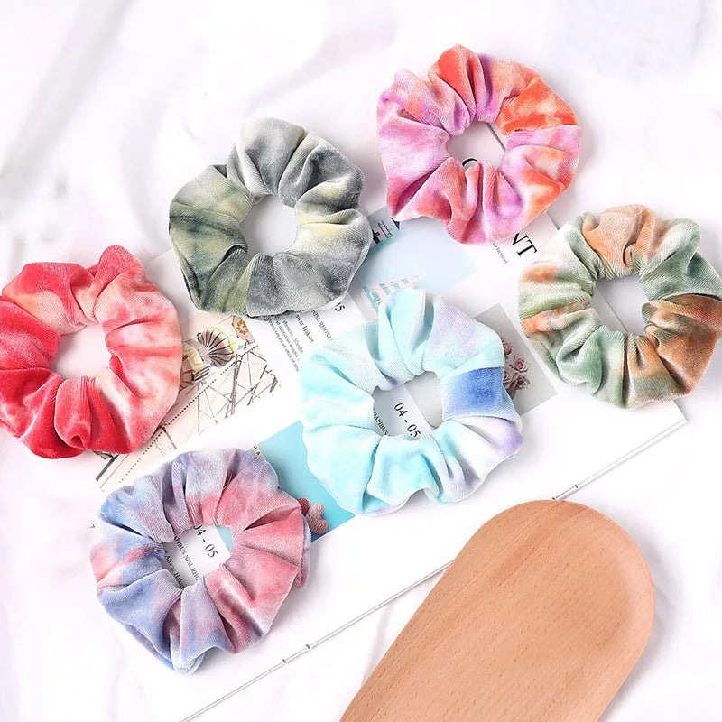 Women's Elastic Intestine Shape Velvet Hair Tie Ring Circle Band Scrunchy Ponytail Holder Multicolor Flannel Fabric Hair Rope