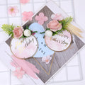 Wrought Iron Ins Green Leaf and Pink Flower Round Cake Topper for Mother's Day Cake Decorating