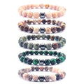 Wholesale Trendy Healing Stone Beads Bracelet Natural Gemstone Picasso Jasper and Magnetic Hematite Jade Bracelet
