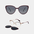 2026 Metal Frame Magnetic Clip on Polarized Eyeglasses Frame Women Eyeglasses Cat Eye Shades Sun Glasses Monturas Opticas
