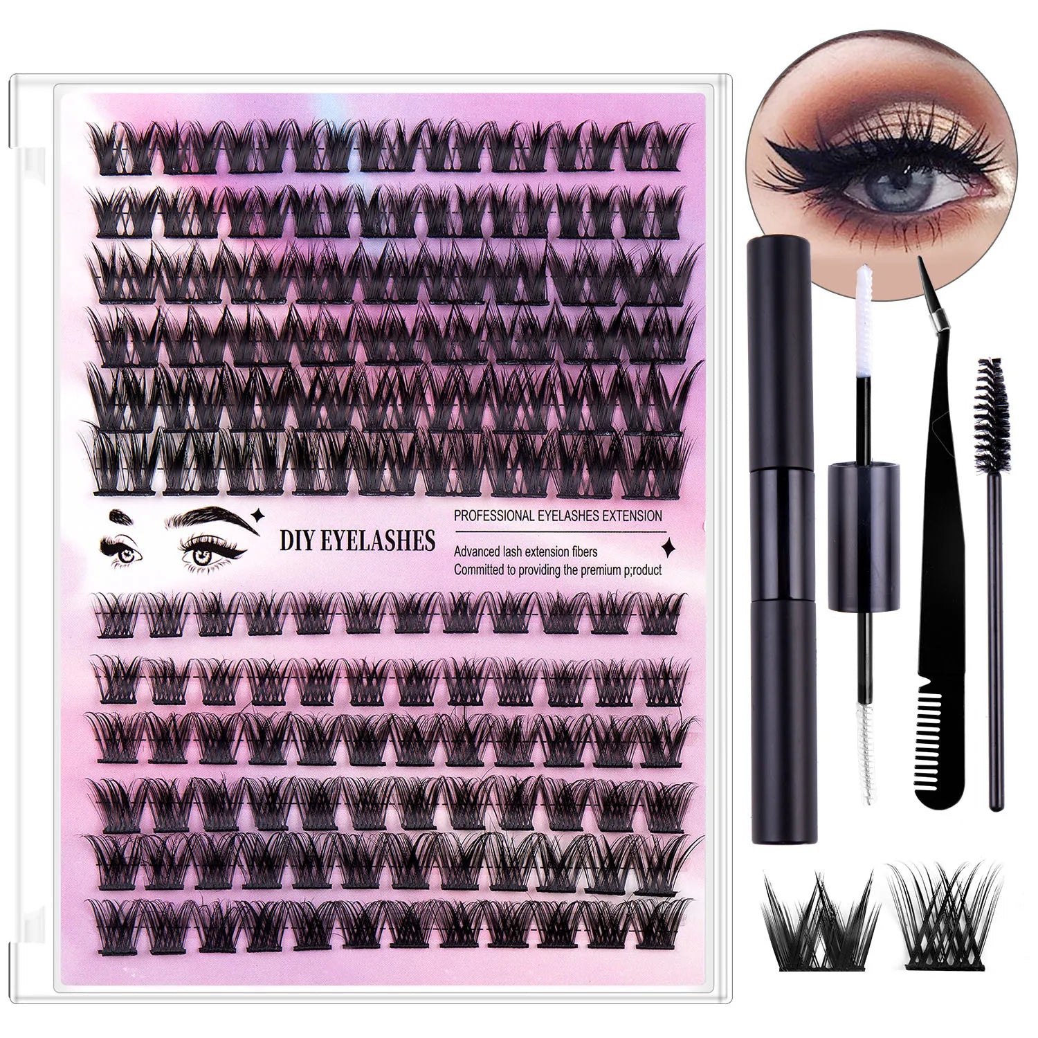 Wholesale Private Label Individual Eyelash Clusters Pre Cut Segmented Lashes New Diy Eyelash Extension Kits