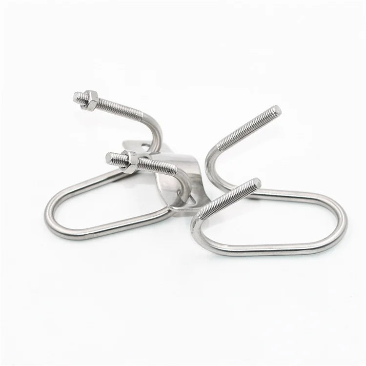 M10 Double U Bolt Cross U-Shaped 16mm Stainless Steel Pipe Clamp Pig Farm Equipment Livestock Greenhouse DIN 304 Bolts