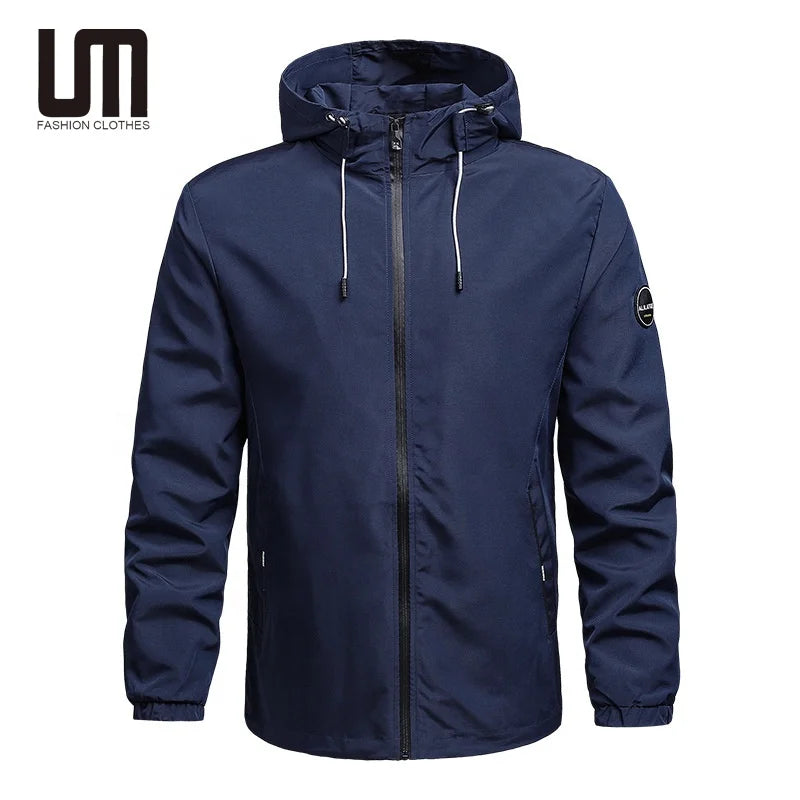 Liu Ming 2025 Autumn Men's Sports Jacket Trending Hooded Windbreaker with Custom Logo and Zipper Pocket