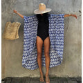 Muslim Rayon Leaf Pattern Holiday Dress Sunscreen Cardigan Beach Cover up
