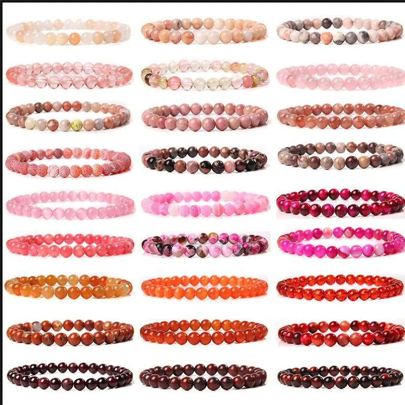6mm Stretch Natural Glossy Beadstone Jewelry Handmade Healing Crystal Round Gemstone Stretchy Bracelet for Men Women