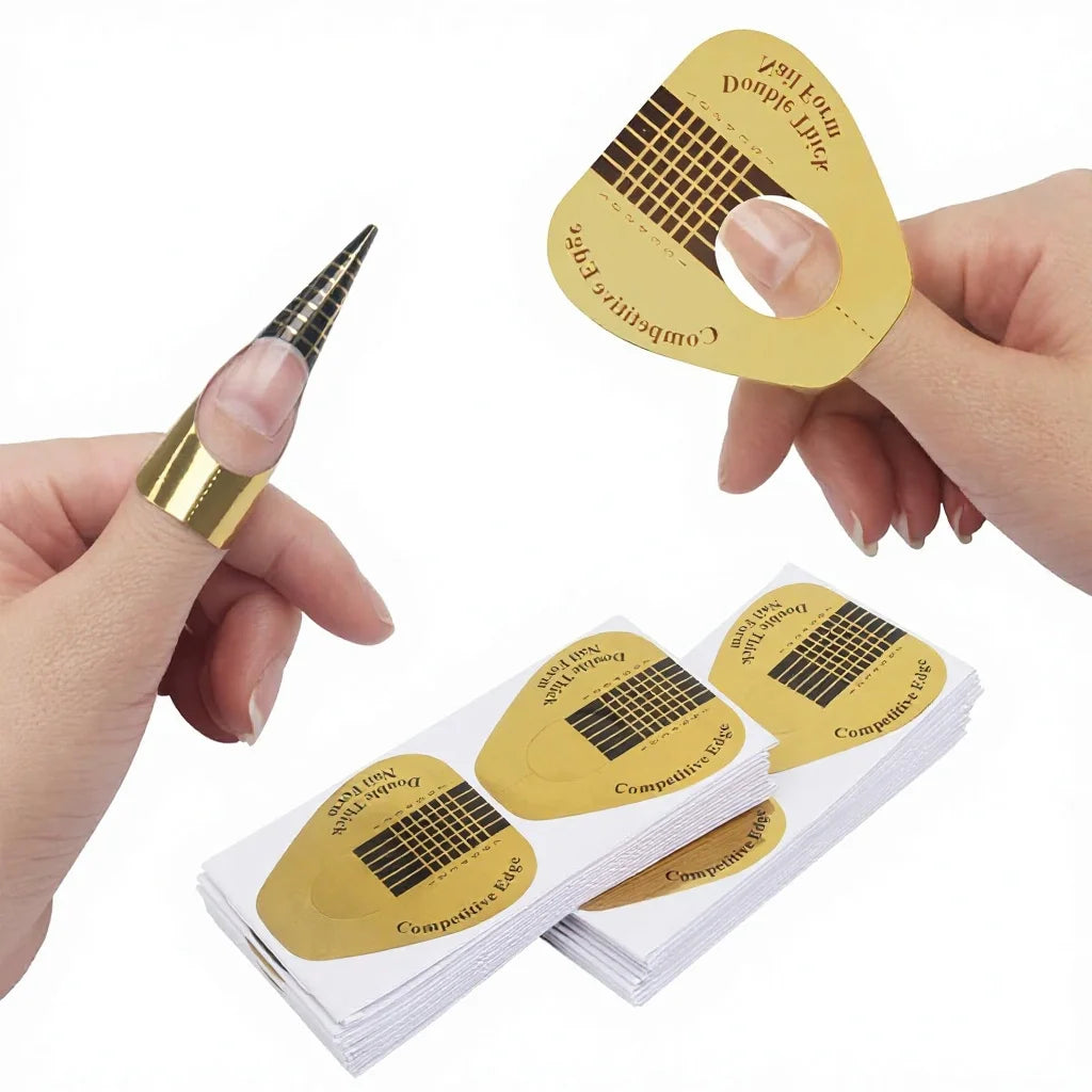 Gold Horseshoe-shaped Self-adhesive Nail Forms for Builder Gel DIY Home Professional Nail Art Supplies
