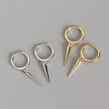 Fashion Jewelry 925 Sterling Silver Earring Long Cone Spike Triangle Shape Pendant Gold Plated Hoop Earrings for Women